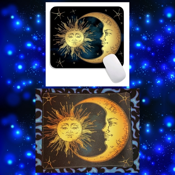 Unbranded Rectangular Sun & Moon Mouse Pad w/Non-Slip Rubber Base - Picture 1 of 7